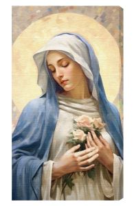 Mary with Roses 10 x 18 Canvas Image