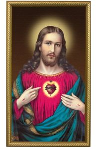 Sacred Heart of Jesus 10 x 18 Canvas, Gold Framed
