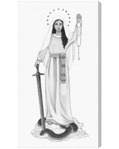 Queen of the Rosary Black and White 10 x 18 Canvas Image